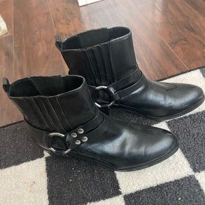 Steve Madden black leather biker booties